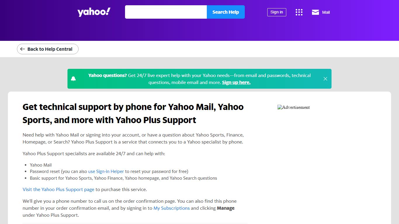 Get technical support by phone for Yahoo Mail, Yahoo Sports, and more ...